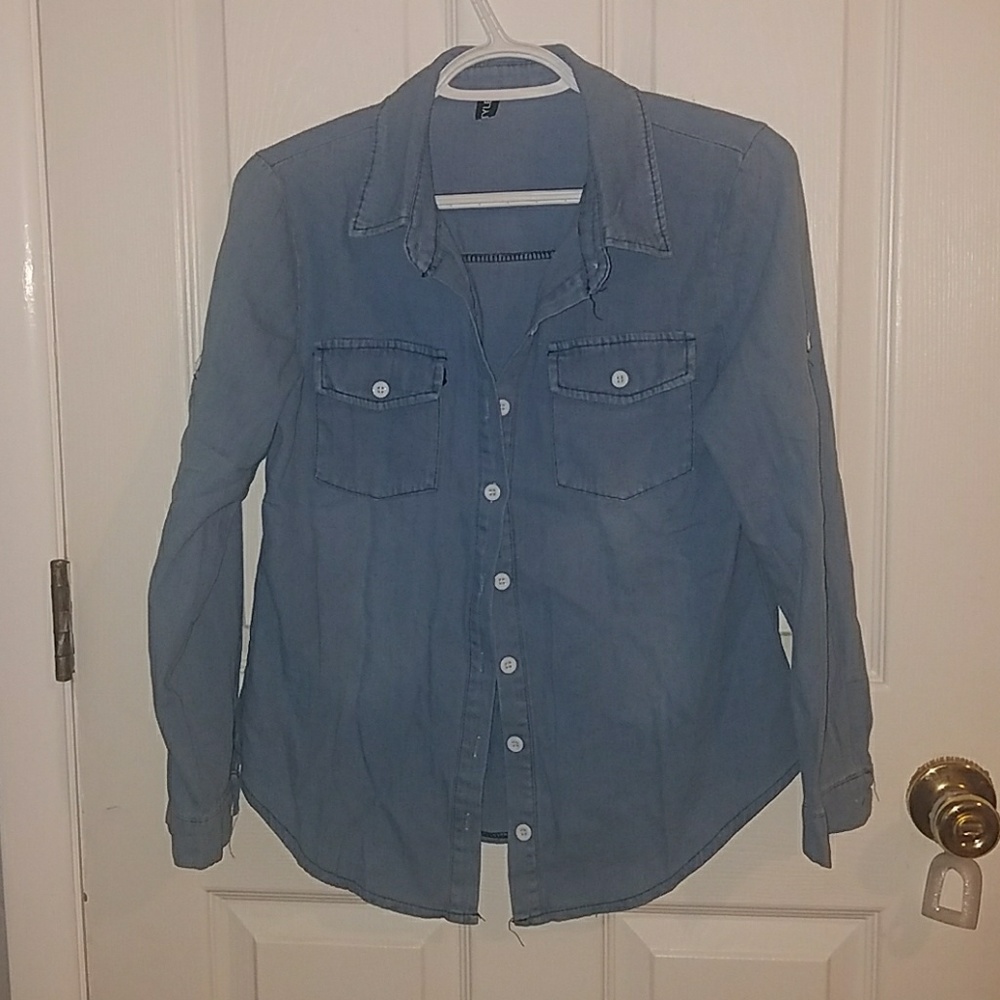 Juniors Denim Button Up
